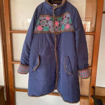 TITICACA 크로셰 뜨개질 장식 롱 코트 M