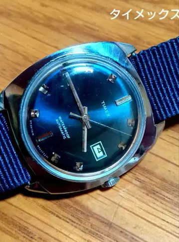 타이맥스 다크 블루 다이얼 데이트 AT 남성용 손목시계 작동품