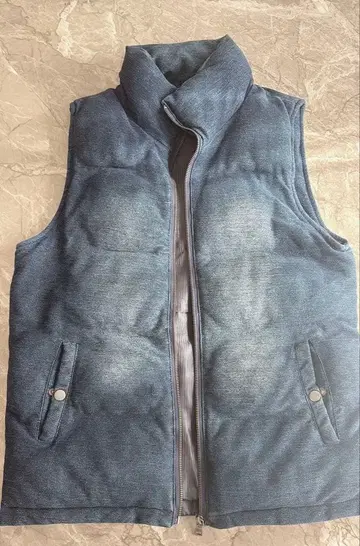 다크 블루 지퍼 베스트 인디고