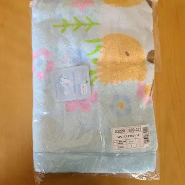 미사용 스카이블루 동물 꽃 디자인 타월