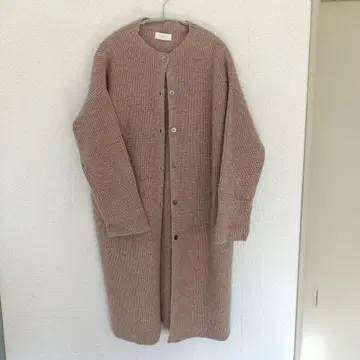 니트 베이지 롱 코트