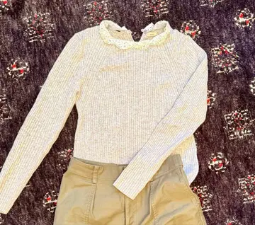 IENA 그레이 리브 스웨터 긴팔