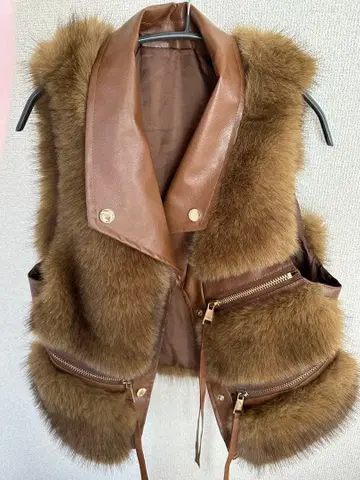 ANDREA & Co. 퍼 가죽 베스트