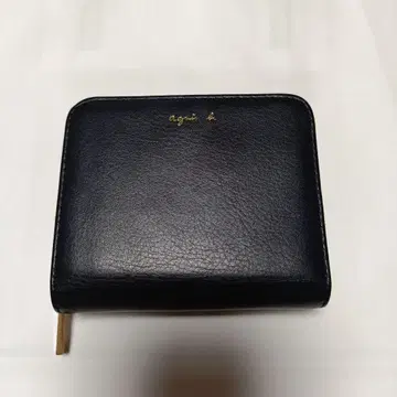 아네스 베 네이비 가죽 접이식 지갑