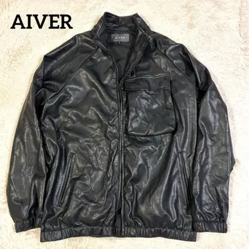 AIVER 아이버 비건 레더 자켓 블루종 와이드 블랙