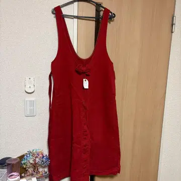 핑크하우스 빨간색 슬리브리스 튜닉