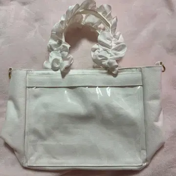 자카마트 이타백 A4 다기능 2WAY 핸들 프릴 토트백 화이트