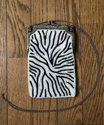 빈티지 제브라 패턴 비즈 숄더백