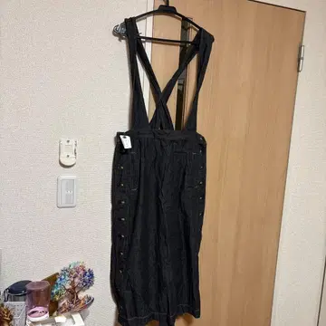 핑크하우스 블랙 데님풍 살로펫 스커트