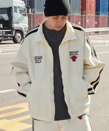 NBA 별주 팀 로고 자수 오버 사이즈 드로스트 발수 나일론 블루종