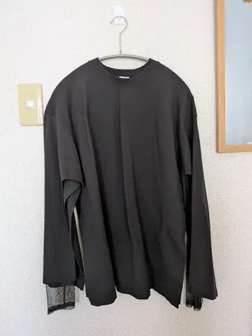 MANOF 블랙 긴팔 티셔츠 튤 CLANE