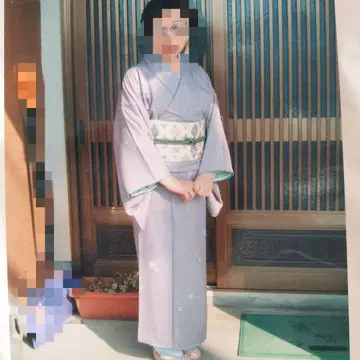 기모노 다회 코몬 보라색 계열 세로 줄무늬