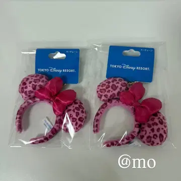 디즈니 키체인 레오파드 무늬 미니 핑크 2개 세트