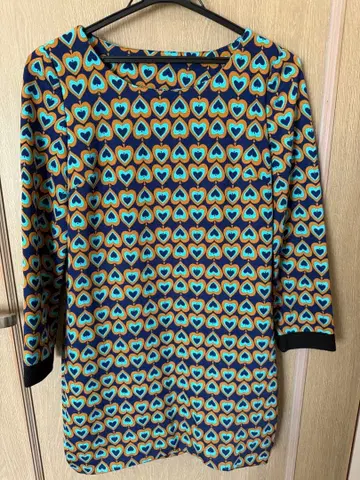 하트 무늬 7부 소매 튜닉