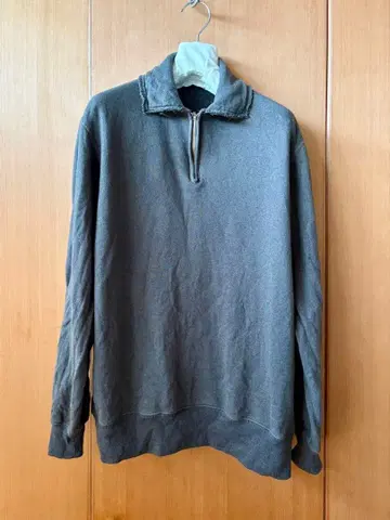 슬로우 슬로우 하프 지퍼 탑 코튼 린넨 차콜 L