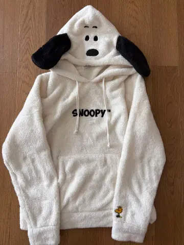 PEANUTS 스누피 후드 부착 후드티 M 보송보송