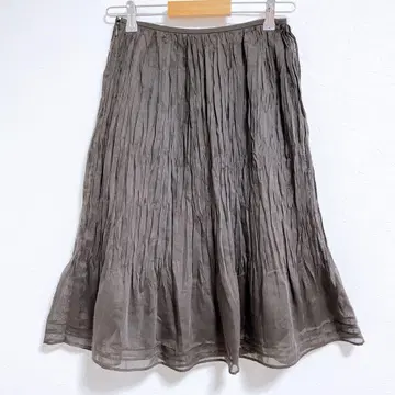 [ 뉴요커 ] 미디 스커트 플리츠 스커트 쉬폰 브라운 갈색