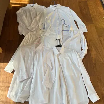 화이트 셔츠 6장 세트 긴팔 5장, 7부 소매 1장