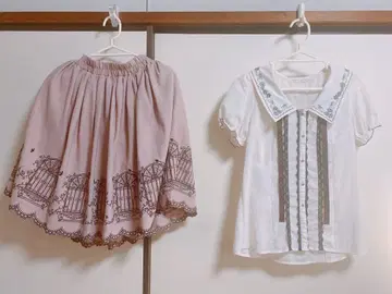 엑시즈팜 axes femme 반팔 상의 밑단 레이스 플레어 스커트