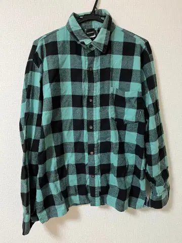 EMP 오픈 카라 셔츠 체크 그린