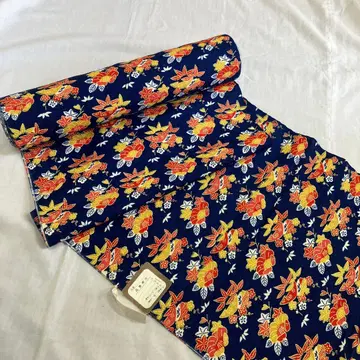 네이비 꽃무늬 울 기모노 코몬