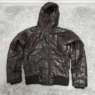 브라운 후드 부착 자켓