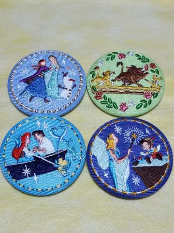 디즈니 프린세스 자수 배지 4개 세트