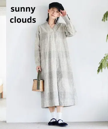 써니클라우드 랜덤 체크 린넨 혼방 원피스 M