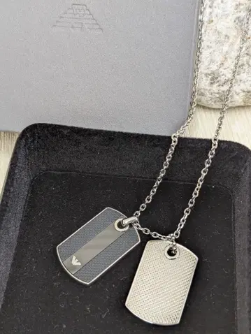 [ EMPORIO ARMANI ] 스테인리스 스틸 도그택 목걸이