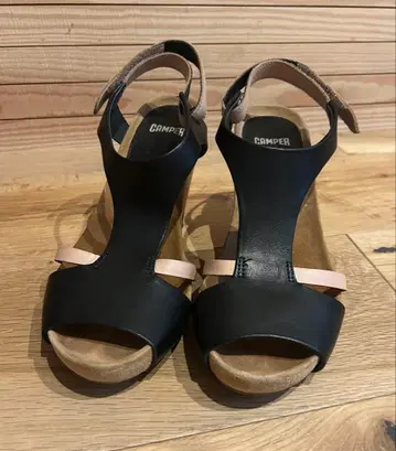 Camper 웨지힐 샌들 블랙/베이지 샌들 몇 회 착용