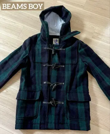 새상품급 빔즈 보이 체크 무늬 더플 코트