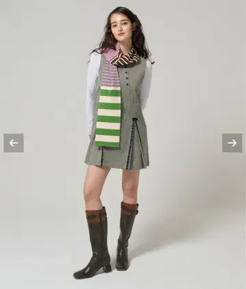 리본 플리츠 미니 원피스