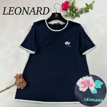 J444 미사용 새상품 L 레오나르 로고 자수 반팔 티셔츠 여성용