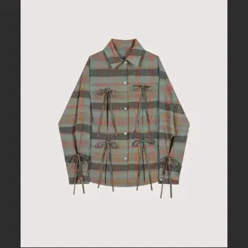 LA POMME petit 메니 리본 체크 셔츠