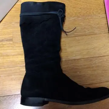 블랙 스웨이드 롱 부츠 24cm