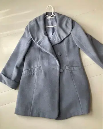 블루 그레이 코트 롱 코트 깔끔한