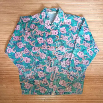 플라워 프린트 데님 자켓 점퍼 블루종