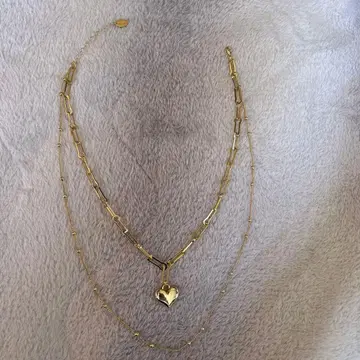 [ 미사용 새상품 ] 하트형 참 포함 3 목걸이 다이아몬드풍 반지 16호