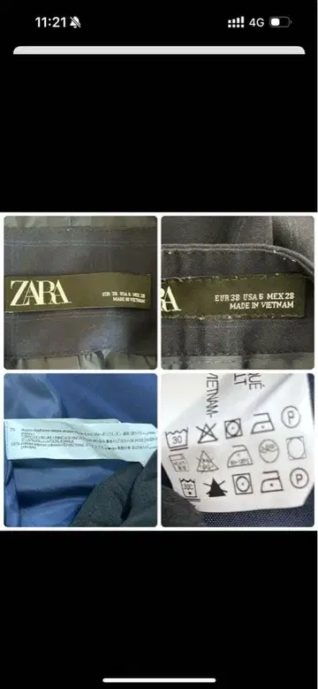 ZARA 자라 노카라 팬츠 수트 셋업 네이비 체크 38 L