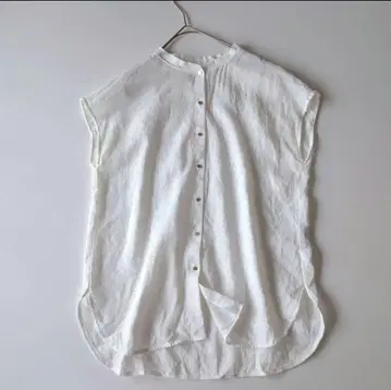 화이트 슬리브리스 셔츠 린넨 상의 반팔 SHIPS