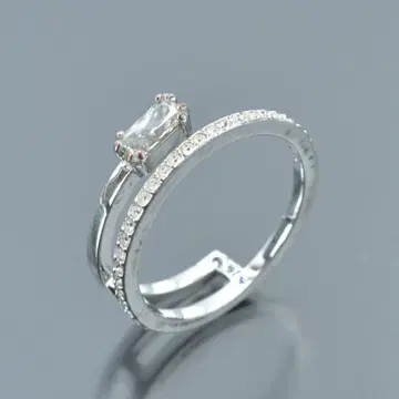 고품질 스와로브스키 2연 반지 17호/58/ 큐빅 실버