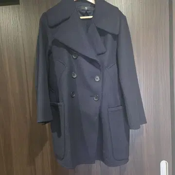 네이비 더블 브레스트 울 코트 +J