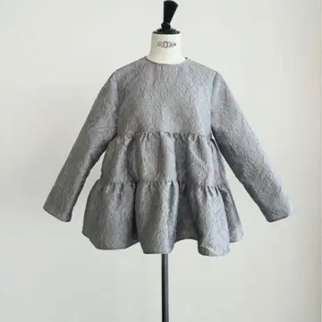 OHGA 오가 자카드 개더 블라우스 그레이