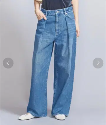 BEAUTY&YOUTH/프론트 턱 데님 팬츠