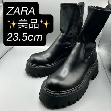 새상품급 ZARA 통굽 숏 삭스 부츠 사이드 지퍼 트랙 밑창
