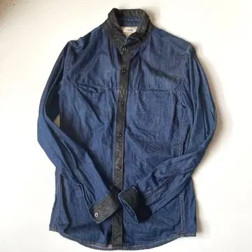 vintage MORGAN denim leather shirt et2