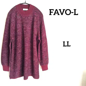 멀티 컬러 오버 사이즈 니트 튜닉 빅 사이즈 일본제 크림슨 계열