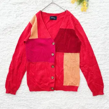 새상품급 이스트 보이 패치워크 가디건 L 울 혼방 개성있는 멋쟁이