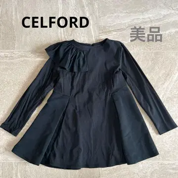 [ CERFORD ] 블랙 프릴 긴팔 A라인 튜닉