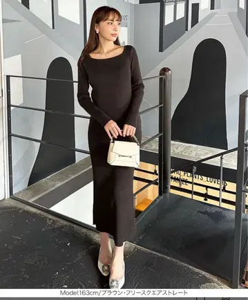 미사용 새상품 고베 레터스 오카베 아유미 니트 원피스 브라운